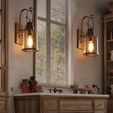 Rustic Country Style Jar Wall Light In Clear Glass Shade For Outdoor Warehouse Barn Wall Lights Metal Lanterns Wall Sconces