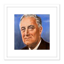Timym Portrait US President Franklin Roosevelt Painting Square Framed Art  9X9 In