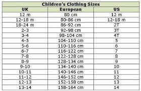 Childrens Clothing Size Conversion Chart Kids Size Chart