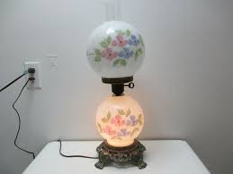 Vintage Ef Ef Industries Hurricane Table Lamp Milk Glass Hand Painted 22 Tall Ebay Glass Hurricane Lamps Lamp Milk Glass