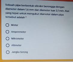 We did not find results for: Sebuah Pipa Berbentuk Silinder Berongga Dengandiameter Dalam 1 6 Mm Dan Diameter Luar 2 1 Mm Brainly Co Id