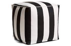 21st century brown black outdoor indoor rug, two cushions and pouf set. Cabana Stripe Outdoor Pouf Black White One Kings Lane