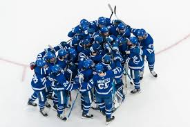 Team colours blue + white. Maple Leafs Regular Season Report Card Pension Plan Puppets