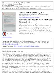 Unlike thailand, indonesia had low inflation in september that year, various defensive measures were announced in order to overcome the crisis. Pdf Southeast Asia And The Asian And Global Financial Crises