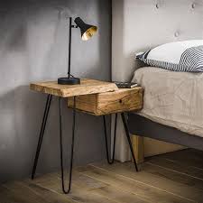 Bedside Table Live Edge L Modern Furniture Store In Dublin Furniture Industrial Bedside Tables Industrial Design Furniture