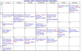 Yearly, monthly, landscape, portrait, two months on a page, and more. Roman Catholic Calendar 2021 Weekly Calendar