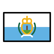 The state and war flag of san marino is formed by two equal horizontal bands of white (top) and light blue with the national coat of arms superimposed in the center; Flag San Marino