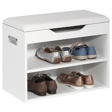 Meuble A Chaussures Meubleachaussuresentree Meuble A Chaussures Zapato Banc Avec Assise Et 2 Etageres Rangement Pour 6 Paires Decor Blanc Mat Idimex Meuble Shoe Rack Home Rack