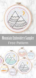 Hand embroidered, by myself, in black dmc thread on white japanese linen. 48 Ideas Embroidery Patterns Free Mountains