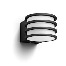 Philips Hue White Lucca Black Outdoor Led Wall Lantern Sconce With Wireless A19 Smart Light Bulb 802058 The Home Depot