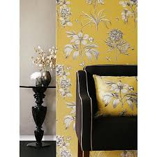 Sanderson Wallpaper Etchings And Roses Dpfwer104 Yellow Floral Wallpaper Bedroom Dining Room Wallpaper Wallpaper Lounge
