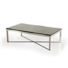 Santiago is a sculptural work, a true balancing of forms. Modrest Santiago Modern Rectangular Wood Mosaic Coffee Table