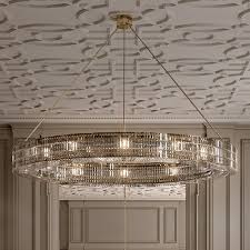 Bella cristallo chandelier features champagne pleated fabric shades and a french bronze finish with gold leaf and eidolon krystal accents. Contemporary Designer Round Crystal Chandelier Juliettes Interiors