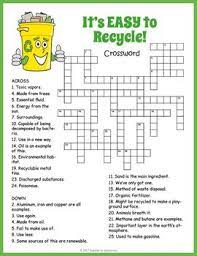 Recycling Crossword Puzzle Worksheet Activity Earth Day Worksheets Earth Day Activities Recycling For Kids