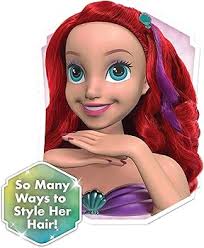Disney Princess Shimmer Spa Ariel 8-inch Styling Head, 20-Pieces, Red Hair,  Pretend Play, Kids Toys for Ages 3 Up by Just Play : Toys & Games