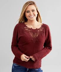 Maybe you would like to learn more about one of these? Red By Bke Eyelash Knit Lace Trim Sweater Women S Sweaters In Cabernet Buckle