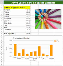 google sheets school supplies expense spreadsheet and