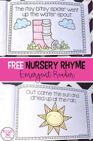 Use This Free Emergent Reader To Teach Your Students The Itsy Bitsy Spider Nursery Rhyme Nursery Rhymes Activities Rhyming Activities Nursery Rhymes Preschool