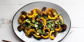 Miso Harissa Delicata Squash And Brussels Sprouts Salad Recipe Brussel Sprout Salad Healthy Thanksgiving Recipes Brussel Sprouts