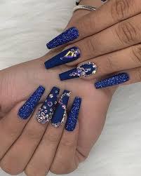 Another cute long acrylic nails can be achieved by painting your square coffin nails with a bright 17. 40 Sparkly Royal Blue Acrylic Nails Ideas Nail Art Designs 2020