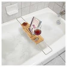 Complete Your Home Spa Look With The Bamboo Bathtub Caddy Arms Extend Up To 33 5 Inches To Fit Most Tubs Cozy Area Bathroom Tray Simple Storage Bathtub Caddy