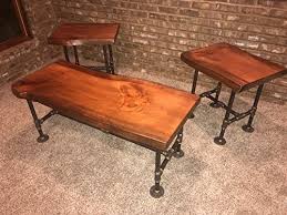 Check out this curated list of top 10 coffee table sets 2019. Industrial Pipe And Wood Coffee And End Table Set Live Edge Rustic Vintage Honey Pine Farmhouse Goals