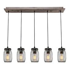 Shop 5 Light Wood Island Chandelier Glass Mason Jar Ceiling Light Fixture On Sale Overstock 23554006