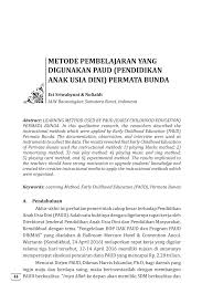 Report makalah strategi pembelajaran . Pdf Metode Pembelajaran Yang Digunakan Paud Pendidikan Anak Usia Dini Permata Bunda