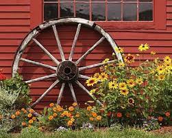 The rustic wagon wheel garden bench. Decorations Made From Wagon Wheels Landscaping Ideas My Desired Home