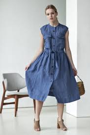 Elegant Rich Blue Linen Dress Hand Crafted From Lightweight Lithuanian Linen This Elegant Dress Has A Bea Linen Dresses Summer Linen Dresses Blue Linen Dress