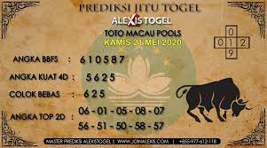 Prediksi Togel Toto Macau Hari Ini Kamis 21 Mei 2020