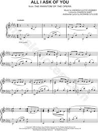 All I Ask Of You From The Phantom Of The Opera Sheet Music Piano Solo In Db Major Transposable Download Print Sheet Music Piano Sheet Music Phantom Of The Opera