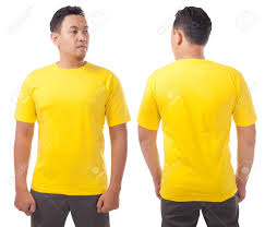 Download Yellow T Shirt Mock Up Front And Back View Isolated On White Stock Photo Picture And Royalty Free Image Image 119901293