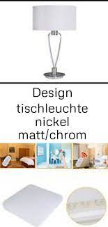 design tischleuchte nickel matt chrom lampenschirm stoff weiss hohe 58cm o 35cm beleuchtung 4 decor lamp design