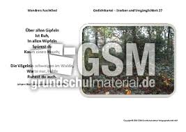 Both works were set to music as lieder by fran. Wanderers Nachtlied Goethe Kartei Sterben Verganglichkeit Gedichte Kartei Werkstatt Deutsch Klasse 3 Grundschulmaterial De