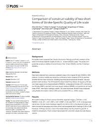 Kc chia & noor, chartered accountants. Pdf Comparison Of Construct Validity Of Two Short Forms Of Stroke Specific Quality Of Life Scale