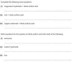 Magnesium chloride + water → magnesium hydroxide + hydrochloric acid. Complete The Following Word Equations 1 Magnesium Hydroxide Dilute Sulfuric Acid Ii Zinc Dilute Sulfuric Acid Tili Copper Carbonate Dilute Sulfuric Acid Write Equations For The Reaction Of Dilute