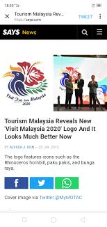 Mahathir launching the visit malaysia 2020 campaign logo as tourism, arts and culture minister mohamaddin ketapi looks on; Dr Mahathir Launches The New Visit Malaysia 2020 Logo To Replace The Orang Utan Logo Weehingthong