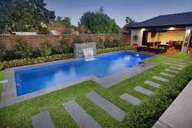 Decorating Fascinating Square Swimming Pool Designs With Splash Waterfall For Small Backya Backyard Pool Landscaping Pools For Small Yards Cool Swimming Pools