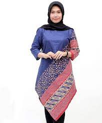 Gamis batik model dress brokat kombinasi kain polos baju blazer modern terbaru 2017 gaun busana muslim wanita muslimah dengan blus atas. 45 Model Tunik Batik Modern Elegan Kerja Kombinasi