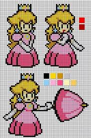 Princess Peach Perler Bead Patterns Perler Bead Mario Perler Bead Art Cross Stitch Patterns