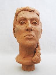 Ceramic Female Bust Sculpture, Studio Pottery Figures by Hilda Bourgeois  Daly Chicago Artist