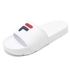 Details About Fila S316s Logo White Navy Red Rubber Men Women Sports Sandals Slides Slippers