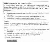 Solved A screw jack (Fig. 10.10) with a 1-in., double-thread ...