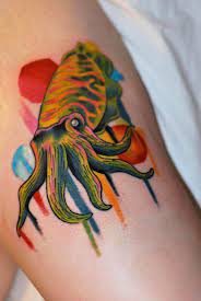 Colorful squid tattoo - Tattoogrid.net