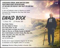 Traueranzeigen von Ewald Bock