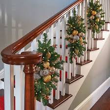 Gold And Silver Lighted Staircase Christmas Swag Christmas Lights Christmas Stairs Decorations Christmas Staircase Decor