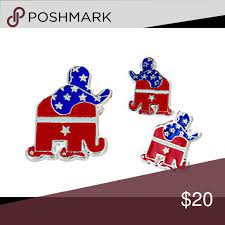 Good Luck Elephant Red White Blue Lapel Pin Set Elephant Pin Blue Hat Red And Blue