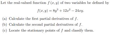 The second derivative of x is the acceleration. Solved F A Y 8y3 12a2 24ry A Calculate The First Pa Chegg Com