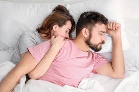 Original digital modern art give your place. Husband And Wife Sleeping In Bed At Home Stock Photo Picture And Royalty Free Image Image 99973519